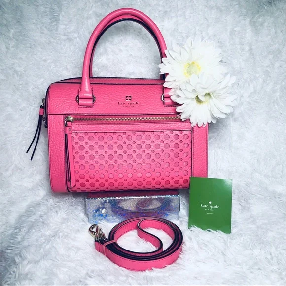 NWOT! Kate Spade | Delaney Perri Lane Bubbles Peony Pink Leather Satchel - Picture 9 of 16